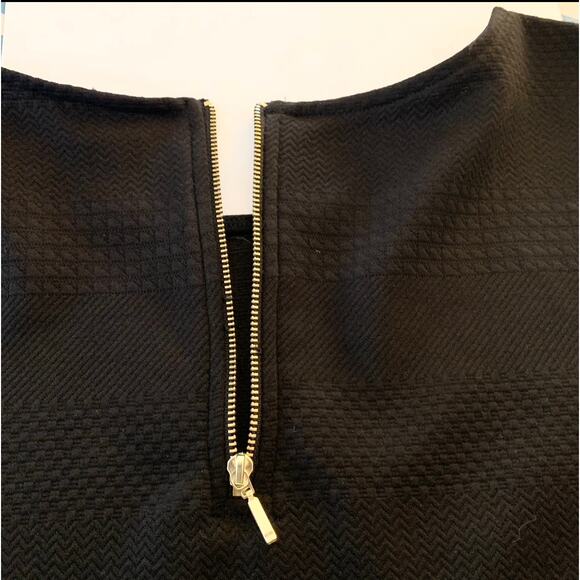 CHICO’S Women’s Black Blouse w/3/4 Length Sleeve Exposed Back Zipper Chico Size2 - Picture 6 of 12